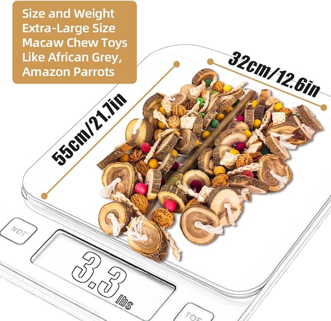 Extra Large Bird Parrot Toys- 21.7 inch Multicolored Natural Wooden Walnut Parrot Chewing Toy Suggested for Macaws cokatoos, African Grey and a Variety of Amazon Parrots. (Large Size)-Mewly Pet