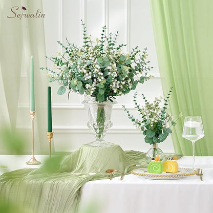 Serwalin 25 Pcs Mixed Artificial Eucalyptus Stems,Babys Breath Artificial Flowers Bulk with Faux Eucalyptus Leaves Greenery Stems for Wedding DIY Bouquets Floral Arrangement Home Decor