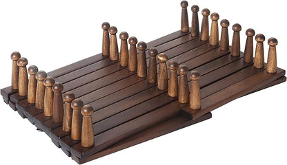 SKOLOO Accordion Wall Hanger with 28 Hooks, Modern Expandable Coat Rack Hat Rack for Wall, Solid Wooden, Walnut Color
