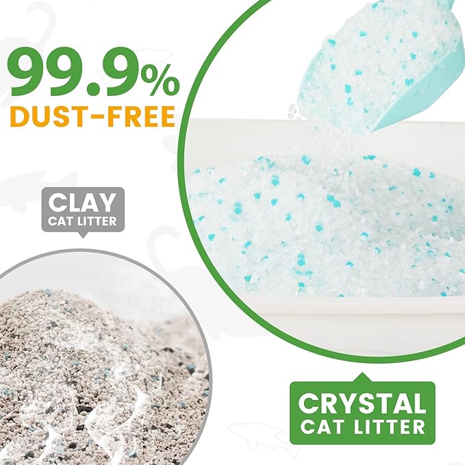 NEWORD Crystals Cat Litter Silica Gel, 14LB Bag, Superior Odor Control, Non Clumping Cat Litter, Lightweight Cleaning Crystals for Home Kitty Litter Boxes Cats Pets, Aloe Vera Fragrance-Mewly Pet