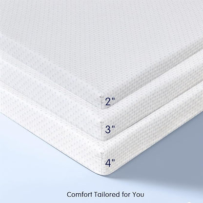Subrtex Mattress Topper, Gel-Infused Memory Foam Mattress Topper, High Density Cooling Bed Topper Pad with Breathable Removable Fitted Cover CertiPUR-US Certified for Sofa Bed (4 Inch, Twin)