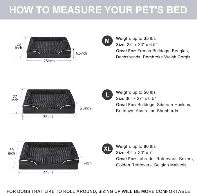 WNPETHOME Dog Beds for Large Sized Dogs, Washable Orthopedic Dog Couch Sofa Bed with Waterproof Lining & Non-Skid Bottom for Pet Sleeping-Mewly Pet