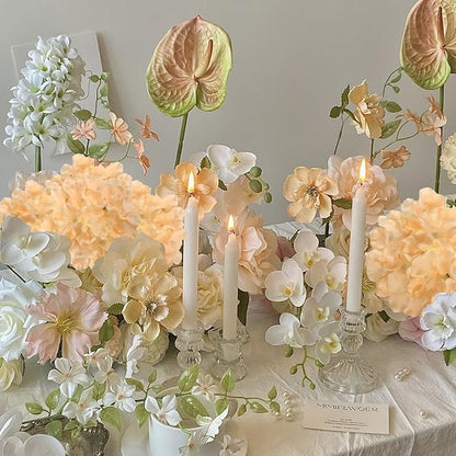 WEISPARK 100PCS Artificial Hydrangea Flowers, Fake Flowers Silk Hydrangea Full Flowers Heads with Stems for Wedding Home Party Shop Baby Shower Decor (Champagne)