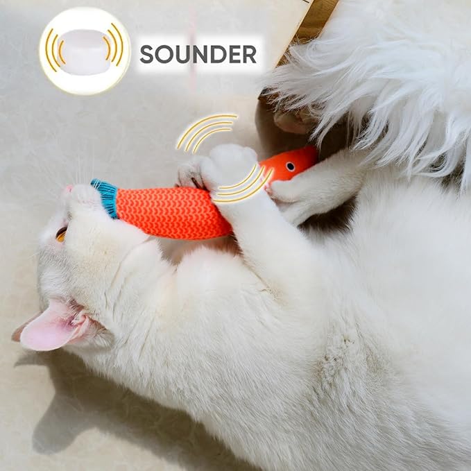 Cat Toys for Indoor Cats, 3 Catnip Fish Kicker with Little Bell Sound and Bonus Rope Toy, Soft and Durable Interactive Cat Fish for Kitten Exercise, Teething, and Play-Mewly Pet