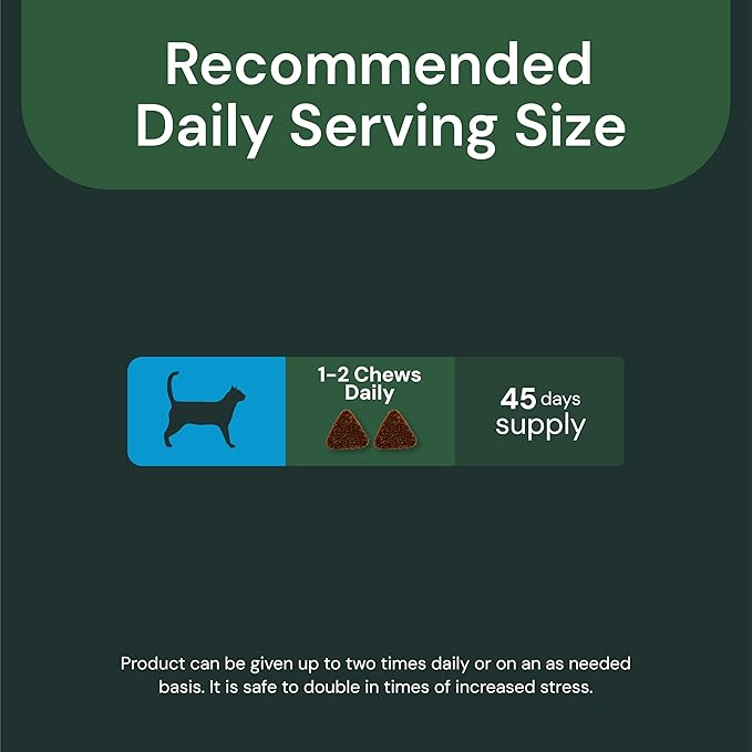 VetriScience Veterinary Strength Calm & Confident Chews - Stress Supplement for Cats - Supports Brain Function for Cats - with L-Theanine, Thiamine & More - 45 Count-Mewly Pet