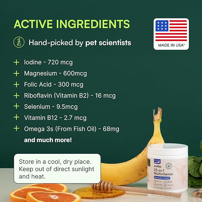 Wuffes 23-in-1 Chewable Dog Multivitamin&Supplements Bundle - Dog Multivitamin for Small&Large Breed - 2 Pack - 60 Count-Mewly Pet