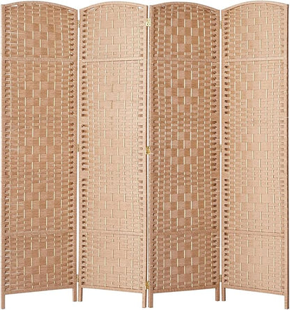 Rose Home Fashion Room Divider, 6 ft Tall Room Dividers and Folding Privacy Screens, 16in Privacy Screen 4 Panel Natural Space Temporary Wall Foldable Partition Separation