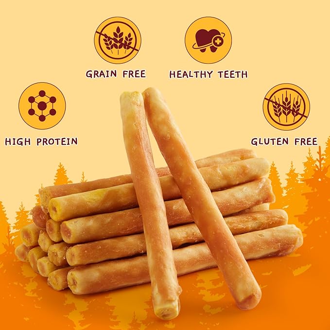 Jungle Calling Dog Treats, Chicken Beef Collagen Sticks, Chew Bones Treat for Small Medium Breed Moderate Chewers, Bully Stick, Long Lasting High Protein Easy to Digest, 5 Inch 10.6 oz-Mewly Pet