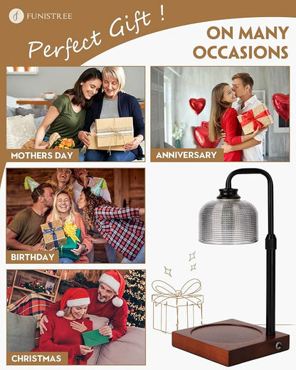 Candle Warmer Lamp with Timer Dimmable, Adjustable Height, House Warming Gifts New Home Room Decor, Christmas Birthday Gifts for Women Mom, Wax Warmer Lamp for Jar Candles with 2 Bulbs