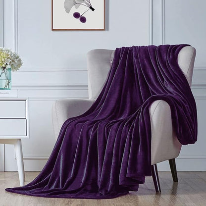 Walensee Fleece Blanket Plush Throw Fuzzy Lightweight (Queen Size 90x90 Purple) Super Soft Microfiber Flannel Blankets for Couch, Bed, Sofa Ultra Luxurious Warm and Cozy for All Seasons