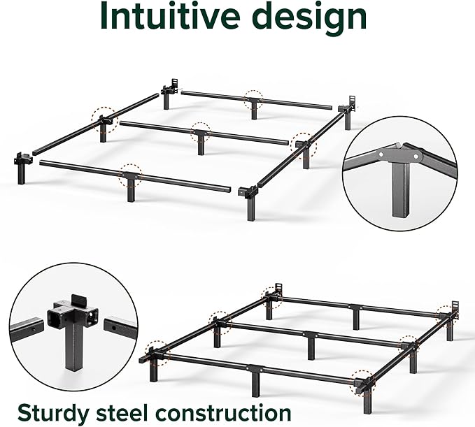 ZINUS 7 Inch Compack® Metal Bed Frame, Support Bed Frame for Box Spring and Mattress Set, Black, Twin