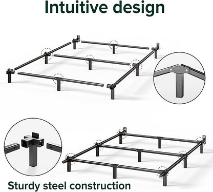 ZINUS 7 Inch Compack® Metal Bed Frame, Support Bed Frame for Box Spring and Mattress Set, Black, Twin