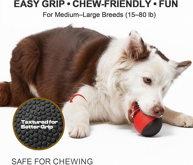 Interactive Squeaky Dog Toys Balls – Durable Rubber Dog Toy for Aggressive Chewers,High Bounce Dog Ball & Floating Fetch Ball,Indestructible Chew Toy for Medium & Large Dogs-Mewly Pet