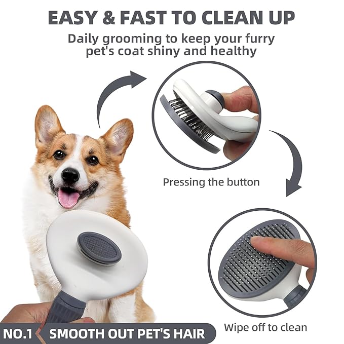 6-in-1 Grey Pet Grooming Kit: Hair Brush, Towel, Washing Gloves, Slicker Brush, and Shampoo Scrubber for Dogs and Cats-Mewly Pet