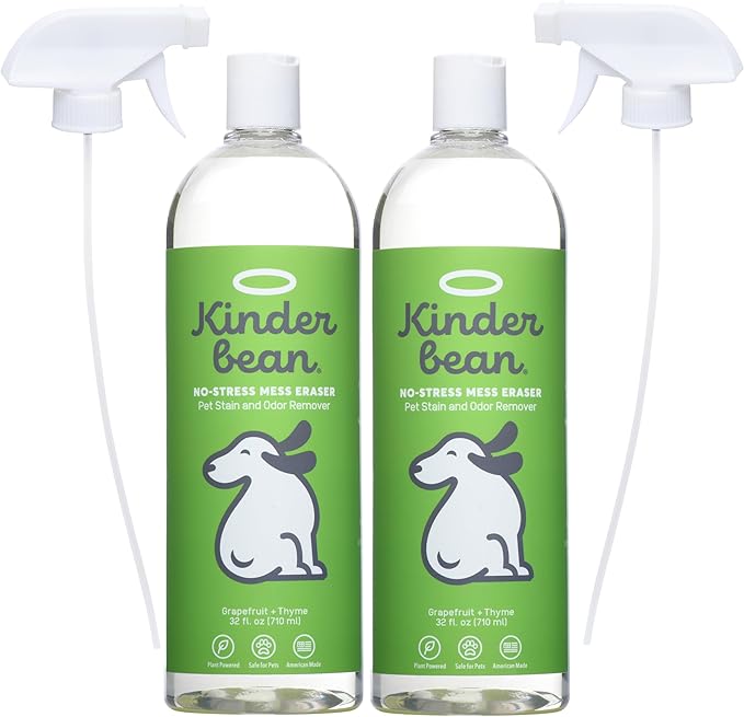 Dog & Cat Urine Stain and Odor Eliminator for Carpet, Upholstery, Hard Floors - 2-Pack 32 oz., Grapefruit & Thyme Scent, Enzyme Bio-Active Formula with Squeeze and Spray Top-Mewly Pet