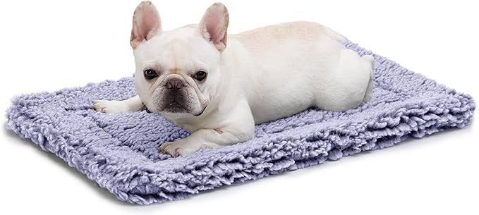 Stoutwool Indestructible Dog Bed - Fluffy Chew Proof Dog Crate Pad - Tough Kennel Pad for Aggressive Chewers - Washable, Ideal for Medium Breeds & Fits 30-Inch Crate - 29"x18", Jacaranda-Mewly Pet
