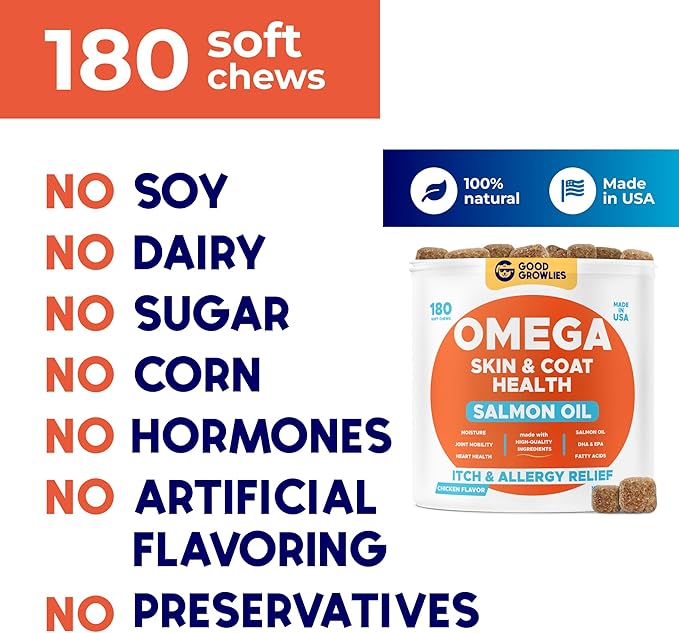 Omega 3 Fish Oil for Dogs Bundle - Skin&Coat Chews - Dry&Itchy Skin Relief + Allergy Support - EPA&DHA Fatty Acids - Natural Salmon Oil Chews Promotes Heart, Hip&Joint Support -360 Chews - Made in USA-Mewly Pet