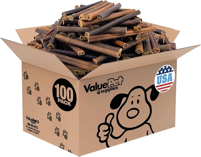 ValueBull USA Collagen Sticks for Dogs, 6 Inch Medium Chews, Natural Long-Lasting Dog Treats, 100 Count Bulk Pack - Promotes Joint, Skin & Coat Health with Glucosamine and Chondroitin-Mewly Pet