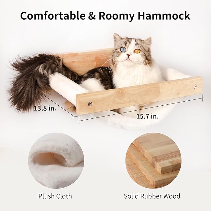 FUKUMARU Cat Wall Furniture, 3 Pack Cats Walls Shelves Set, Solid Rubber Wood Kitten Shelf for Sleeping, Playing, Climbing and Lounging-Mewly Pet