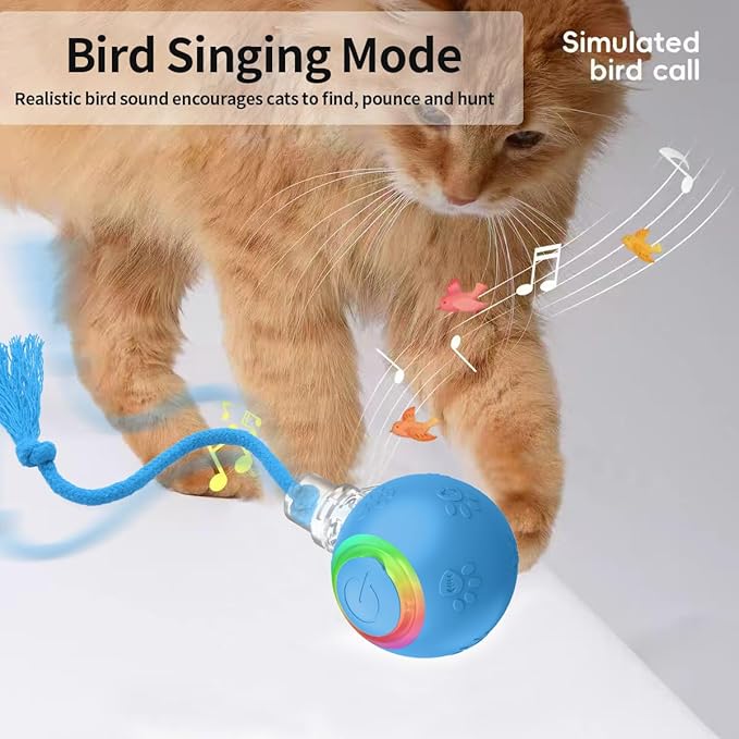 Interactive Cat Toys, Automatic Moving Cat Toys for Bored Indoor Adult Cats, Fast Rolling, Chirping & Motion-Activated Kitty Toys, Fun Gift for Cats with Speedy Tail 2.0, USB Rechargeable, Blue-Mewly Pet