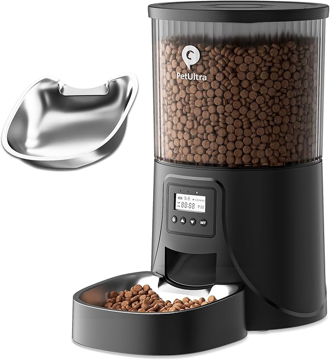 Automatic Cat Feeder: 4L Timed Cats Food Dispenser Programmable 1-6 Meal for Cat and Small Medium Dog- Auto Pet Feeder Easy to Set Up Dual Power Supply with Desiccant Bag| Detachable Washable-Mewly Pet