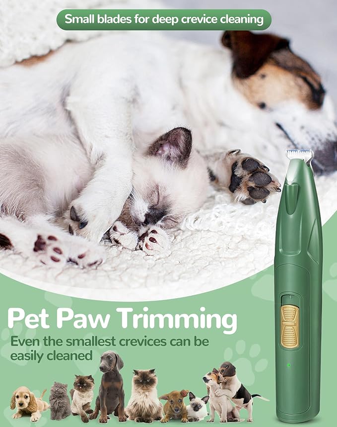LEYOUFU Dog Paw Trimmer with LED Light, 2 Speed Dog Clippers for Grooming Small Dogs, Rechargeable Low Noise Pet Shaver for Trimming Dogs Cats Hair Around Paws, Eyes, Ears, Face, Rump-Mewly Pet
