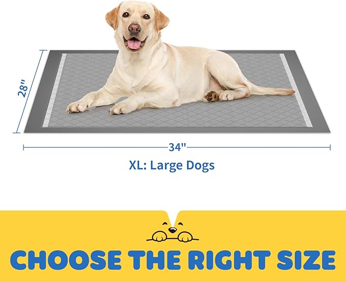 100-Pack X-Large Puppy Pads - 34'' x 28'' Pee Pads for Dogs Potty Training with Leak-Proof Quick-Dry Design, 6-Layer Wee Wee Pads for Dogs, Charcoal, Black-Mewly Pet
