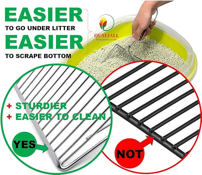 All Metal Litter Scoop, Solid Metal Sifter, Cat Litter Scoop Metal Jumbo, Cat Urine Scoop, Litter Scooper with Holder, Litter Scooper Holder, Jumbo Cat Litter Scoop Sifter Scooper Holder-Mewly Pet