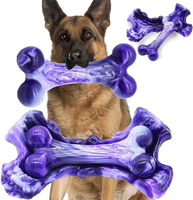 Magicorange Tough Dog Toys, Chew Toys for Aggressive Chewers, Dog Bone Toy Nylon Almost Indestructible Dogs Toy for Teeth Cleaning and Training (Purple)-Mewly Pet