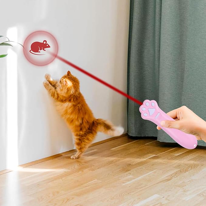 O'ANTOO Cat Toy - Dog Toy | Wall Image Projector | Indoor Interactive Cat Toy with 5 Different Designs | Ideal for Dog, Cat, Kitten, Puppy (Pink)-Mewly Pet