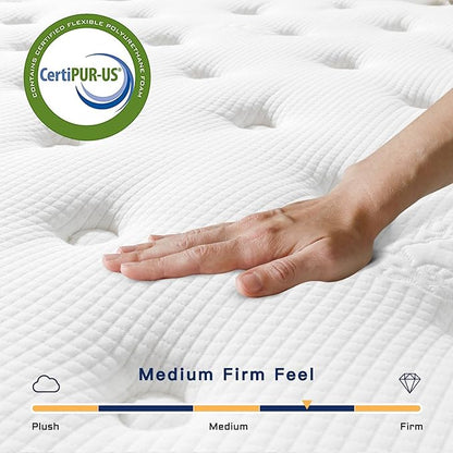 Vesgantti Full Mattress 12 Inch Innerspring Multilayer Hybrid Full Size Mattress - Ergonomic Design with Memory Foam and Pocket Spring Mattresses Full Size - Box Top Series Medium Firm Feel