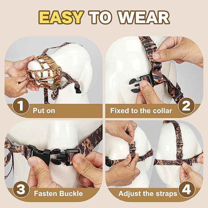 Basket Muzzle to Prevent Biting, Dog Muzzle for Large Medium Small Dogs Allows Panting Drinking Anti Chewing, Perfect for Grooming Trimming Training and Aggressive Reactive Dogs (Brown, Size 2)-Mewly Pet