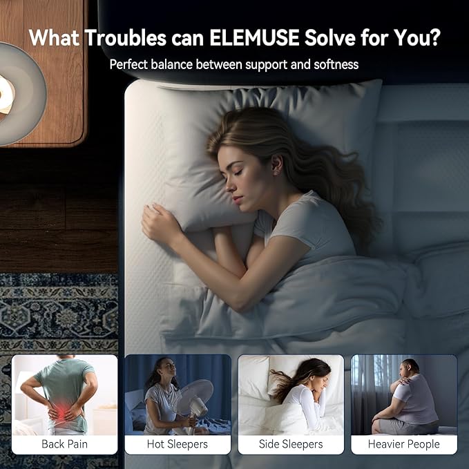 ELEMUSE King Size Dual Layer 3 Inch Memory Foam Mattress Topper, 1 Inch Plush Feel Pillow Top Mattress Topper Cover and 2 Inch Cooling High Density Memory Foam Bed Pad for Back Pain Relief
