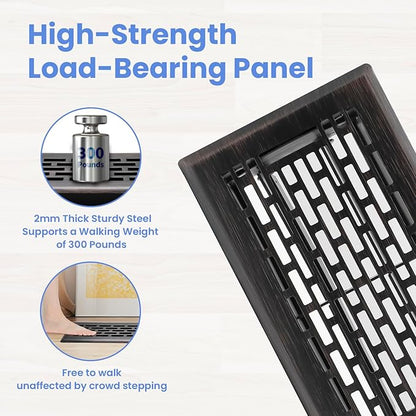 4x8 Inches Heavy Duty Walkable Floor Register - Easy Adjust Air Supply Lever Decorative Floor Vent Covers, Boston Design Vent Covers for Home - Oil Rubbed Bronze