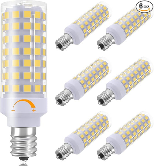TAIYALOO E12 LED Bulb Dimmable C7 Bulb Equivalent to E12 Halogen Bulb 60W, Natural White 4000K, T6 Small Base, 120V 7W 630LM E12 LED Candelabra Bulbs for Ceiling Fan, Chandelier Light, 6 Pack
