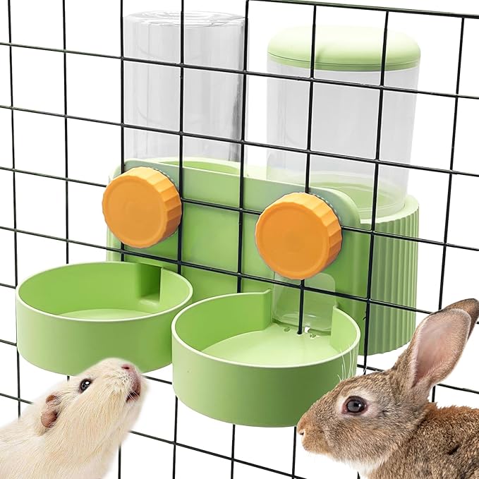 kathson Hanging Automatic Pet Food Water Dispenser,Cat Food and Water Dispenser Set Rabbit Water Dispenser Small Animal Feeding&Watering Supplies for Small Cats Dogs,Rabbits,Ferrets(Green)-Mewly Pet