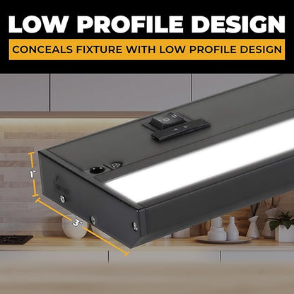 LED Under Cabinet Lighting Hardwired - 3CCT 40 Inch Black Finish - Undercabinet Lights for Kitchen - Linkable Undercounter Dimmable Plug in Light or Hard Wired - Under Counter Fixture Direct Wire