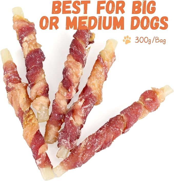 Triple Flavor Dog Treats, Chicken Duck Wrapped Cod Sticks, Rawhide-Free Grain-Free Soft Chewy Treats Natural Ingredients, Training Snacks for Small Medium Large Dogs, 15-17 Counts, 10.6 oz-Mewly Pet