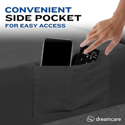 DREAMCARE California King Sheet Sets - Cooling Bed Sheets - 4pcs Set - up to 15" Deep Pocket Cal King Sheets - California King Sheets - Soft & Lasting 100% Brushed Polyester with Side Pocket - Gray