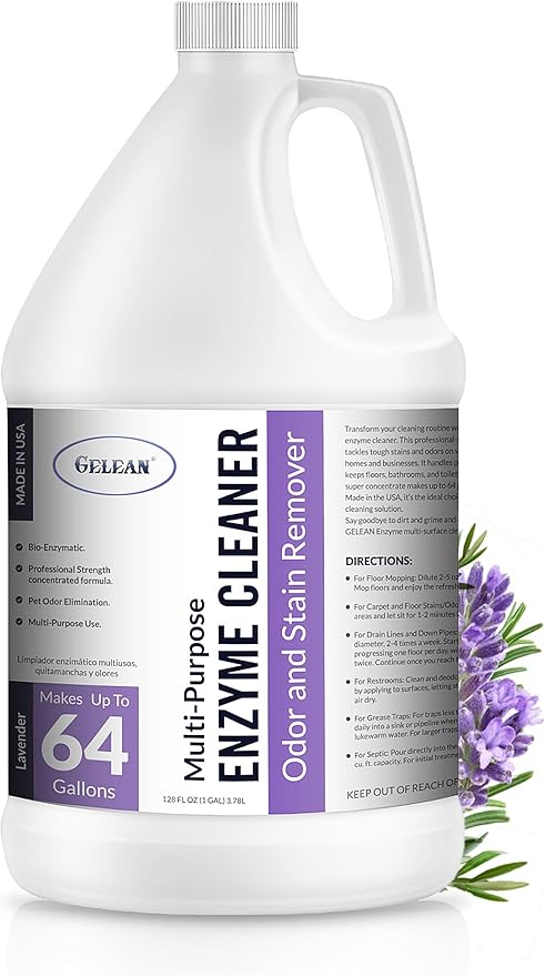 Multi-Purpose Probiotic Enzyme Cleaner, Made in USA - Pet Stain and Odor Remover - Concentrated - Professional & Home Strength Drains, Floors, Bathrooms, Toilets Trash Can, (1 gallon, Lavender)-Mewly Pet
