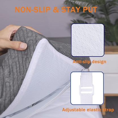 VALUXE 3 Inch Gel Memory Foam Mattress Topper Full Size High Density Cooling Pad Pressure Relief Bed Topper Grey (with Removable & Washable Bamboo Cover)