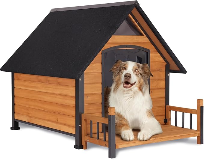 AIVITUVIN Outdoor Dog House with Anti-Chewing Durable Metal Frame Dog Kennel for Large Breed Dog Shelter Weatherproof (Brown 50.9" D x 37.4" W x 37.2" H-Mewly Pet