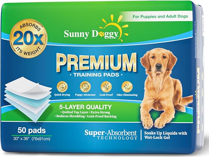 Pee Pads for Dogs Large 30”x 36”, 50 Count Puppy Pads Pet Training Pads Disposable Upgraded Odor Control, Potty Pads Absorbent-Mewly Pet