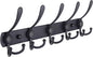 Dseap Coat Rack Wall Mounted - 5 Tri Hooks, Heavy Duty, Stainless Steel, Metal Coat Hook Rail for Coat Hat Towel Purse Robes Mudroom Bathroom Entryway,Black