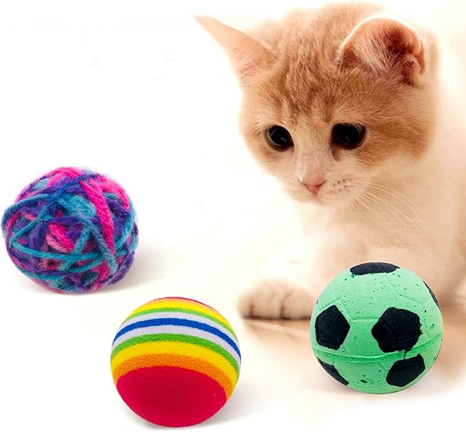 PET SHOW 20Pcs Cats Toys Interactive Kitten Ball Toys Assortments Variety Pack for Indoor Cats Mice Feather Sparkle Crinkle Ball Bells Spring-Mewly Pet