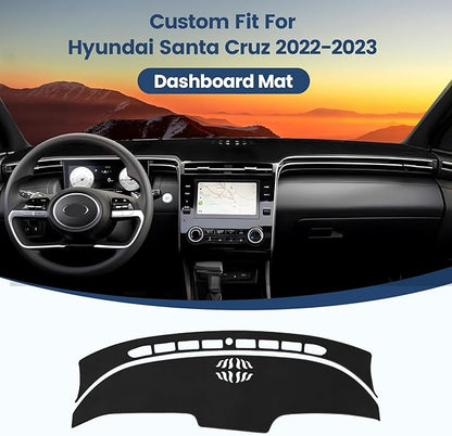 Dashboard Cover Mat Custom Fit for Hyundai Santa Cruz 2022 2023 2024 Dash Cover Nonslip Dash Mat Protector Sunshade No Glare Black (Not Fit 12.3-inch Screen) (2 pcs)