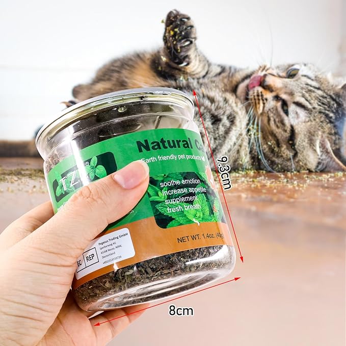 TZL Natural Catnip, Organic Cat Grass, Dried Catnip Leaves, Used for Refillable Catnip Toys, Delicately Sealed and Packaged for Easy Store (40g)-Mewly Pet