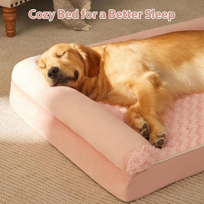 BFPETHOME Dog Beds for Large Dogs, Orthopedic Dog Bed for Medium Large Dogs,Big Waterproof Couch Pet Bed with Removable Washable Cover-Mewly Pet