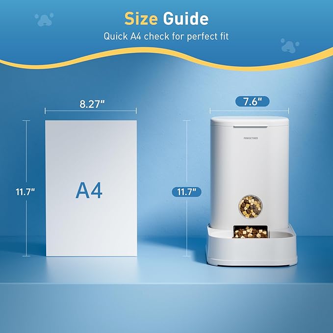 PAWGETHER® Gravity Cat Feeder, Self-Dispensing Dog Food Dispenser, Pet Food Station 1 Gallon/3.5L Capacity Automatic Pet Feeder Cat & Dog Food Bowl, Easy to Fill-Mewly Pet