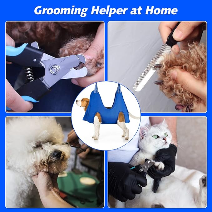 Pet Dog Grooming Hammock Harness for Medium Dogs Nail Trimming, Dog Sling for Cutting Nails, Dog Hanging Holder Hanger for Clipping Nails with Nail Clippers, Nail File, Scissors-Mewly Pet